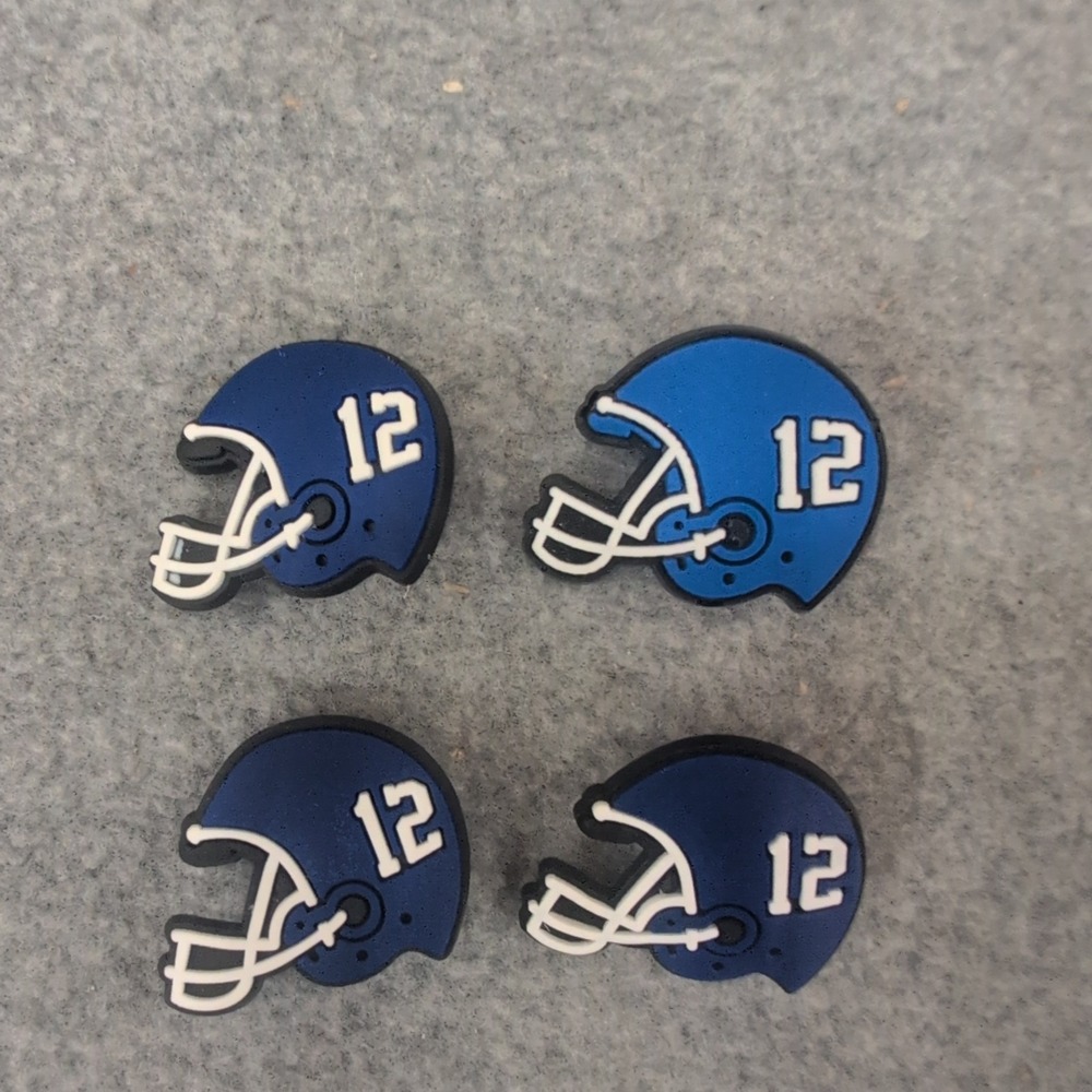 Blue Football Helmet Number 12 Shoe Charms Set of 4 for Clogs Footwear - Picture 1 of 1